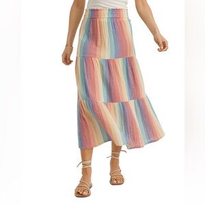 Marine Layer Corrine Maxi Skirt Bold Rainbow Stripe